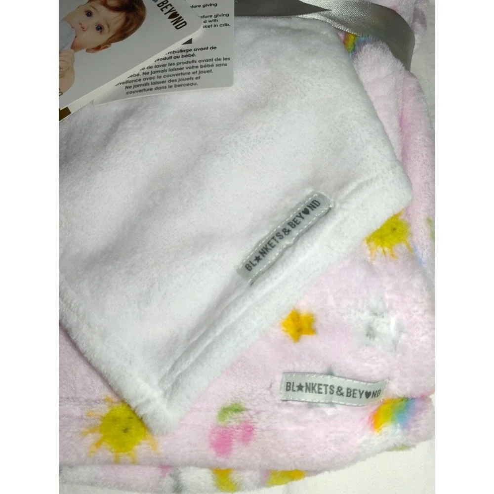 Blankets & Beyond Unicorn Rainbow Baby Blanket Lovey Security Set NWT Pink White